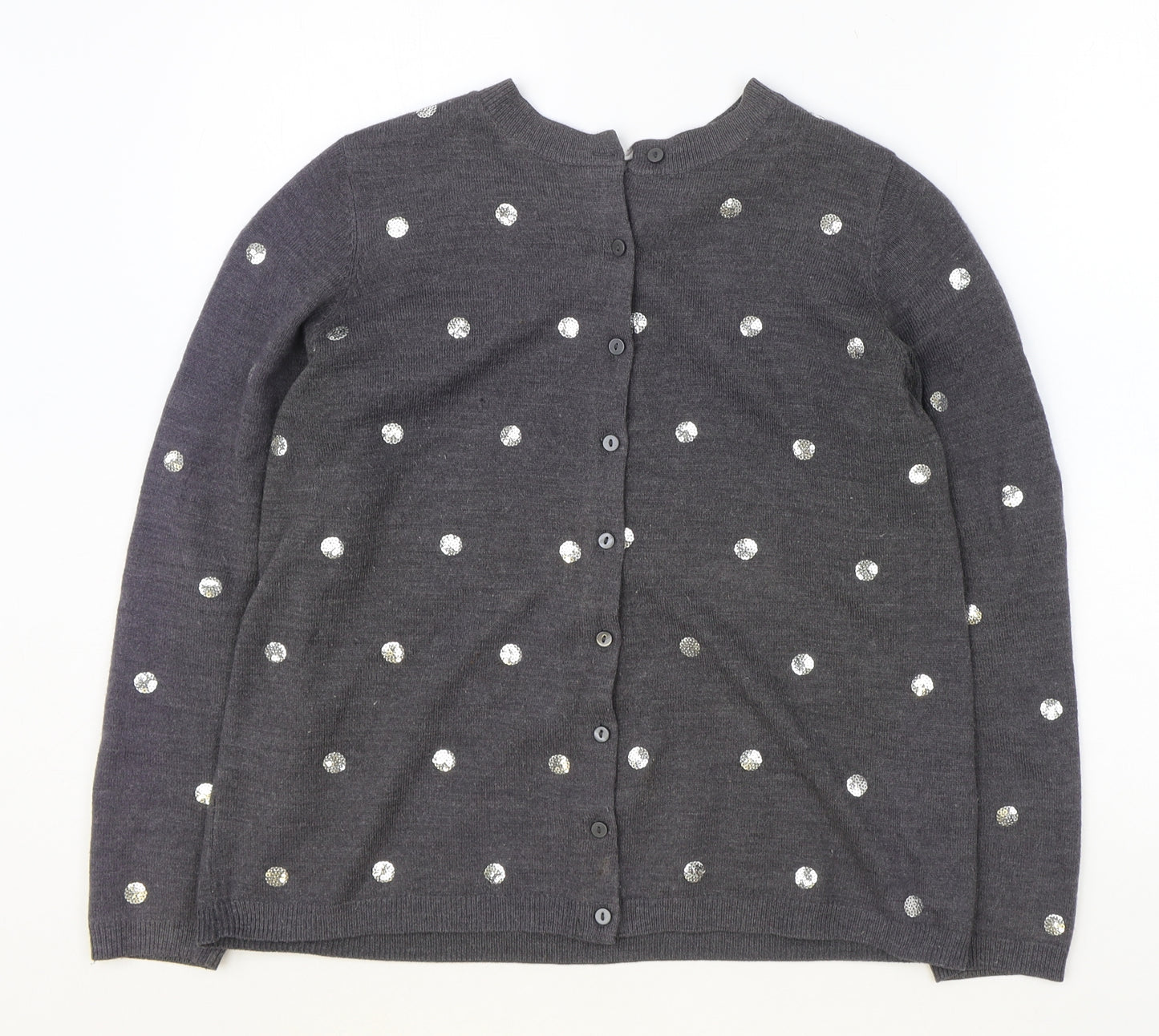 Marks and Spencer Womens Grey V-Neck Acrylic Cardigan Jumper Size 12
