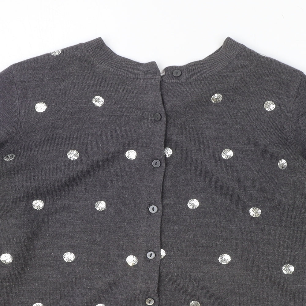 Marks and Spencer Womens Grey V-Neck Acrylic Cardigan Jumper Size 12