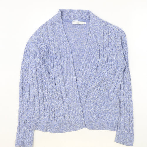 ISLE Womens Blue V-Neck Geometric Acrylic Cardigan Jumper Size S