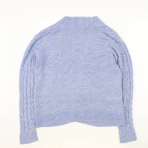 ISLE Womens Blue V-Neck Geometric Acrylic Cardigan Jumper Size S