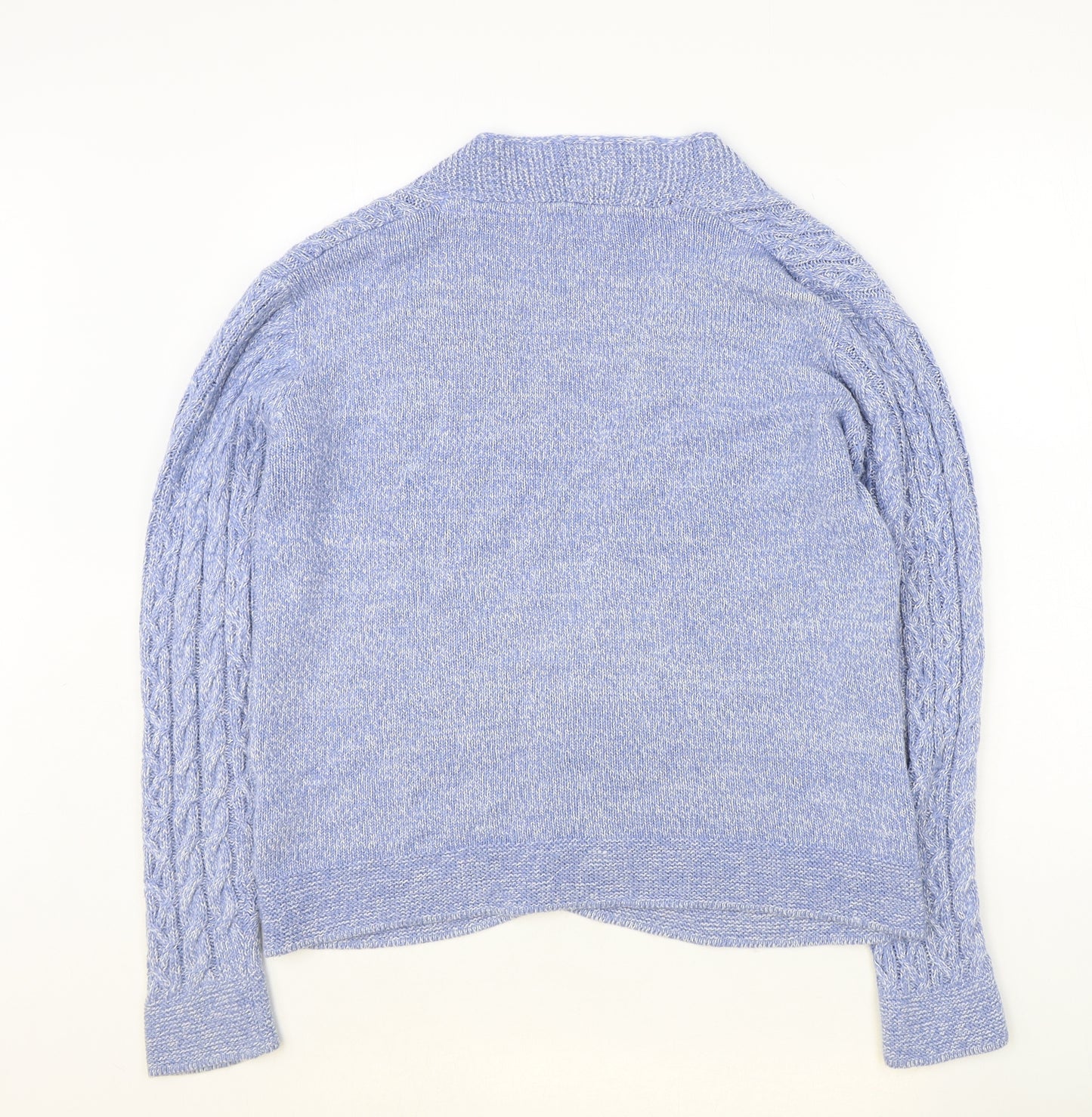ISLE Womens Blue V-Neck Geometric Acrylic Cardigan Jumper Size S