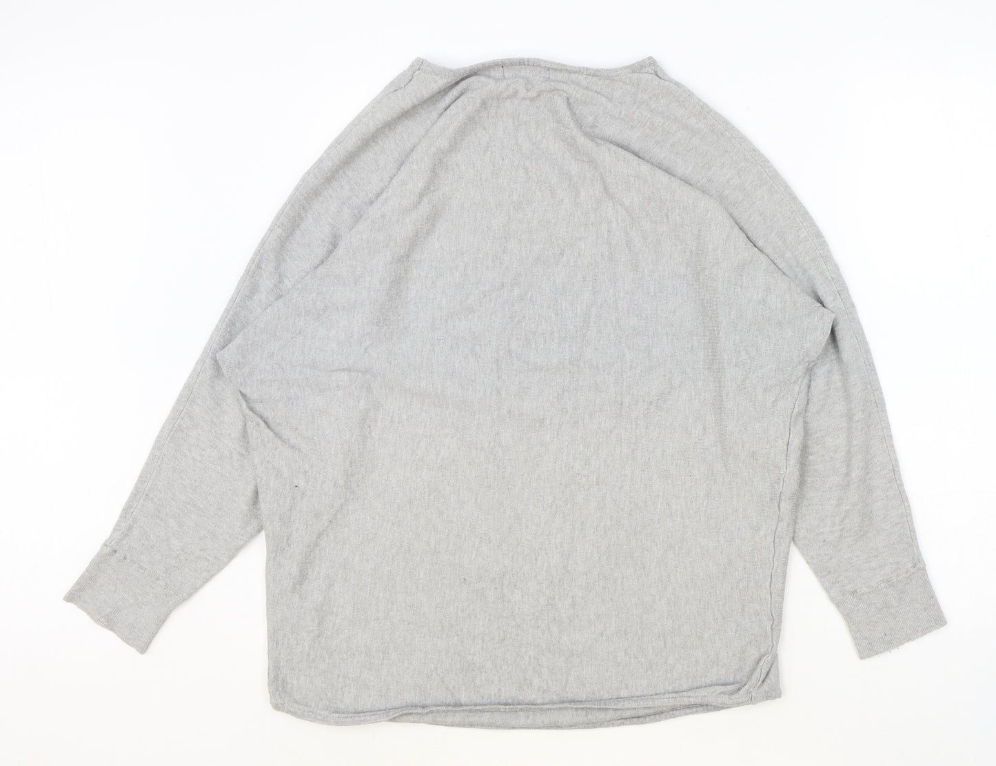 QED London Womens Grey Viscose Basic Blouse Size S Boat Neck - Lips Motif