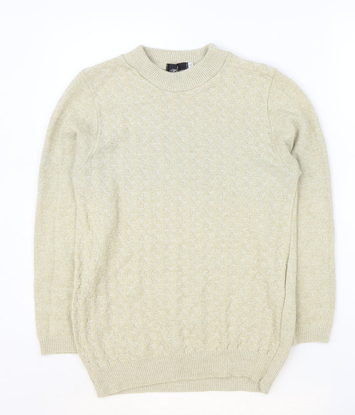 Monique Girls Beige Mock Neck Acrylic Pullover Jumper Size L Pullover