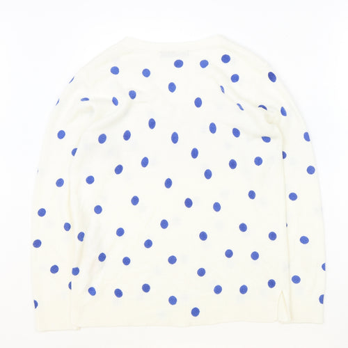 Marks and Spencer Womens Ivory V-Neck Polka Dot Acrylic Pullover Jumper Size 12