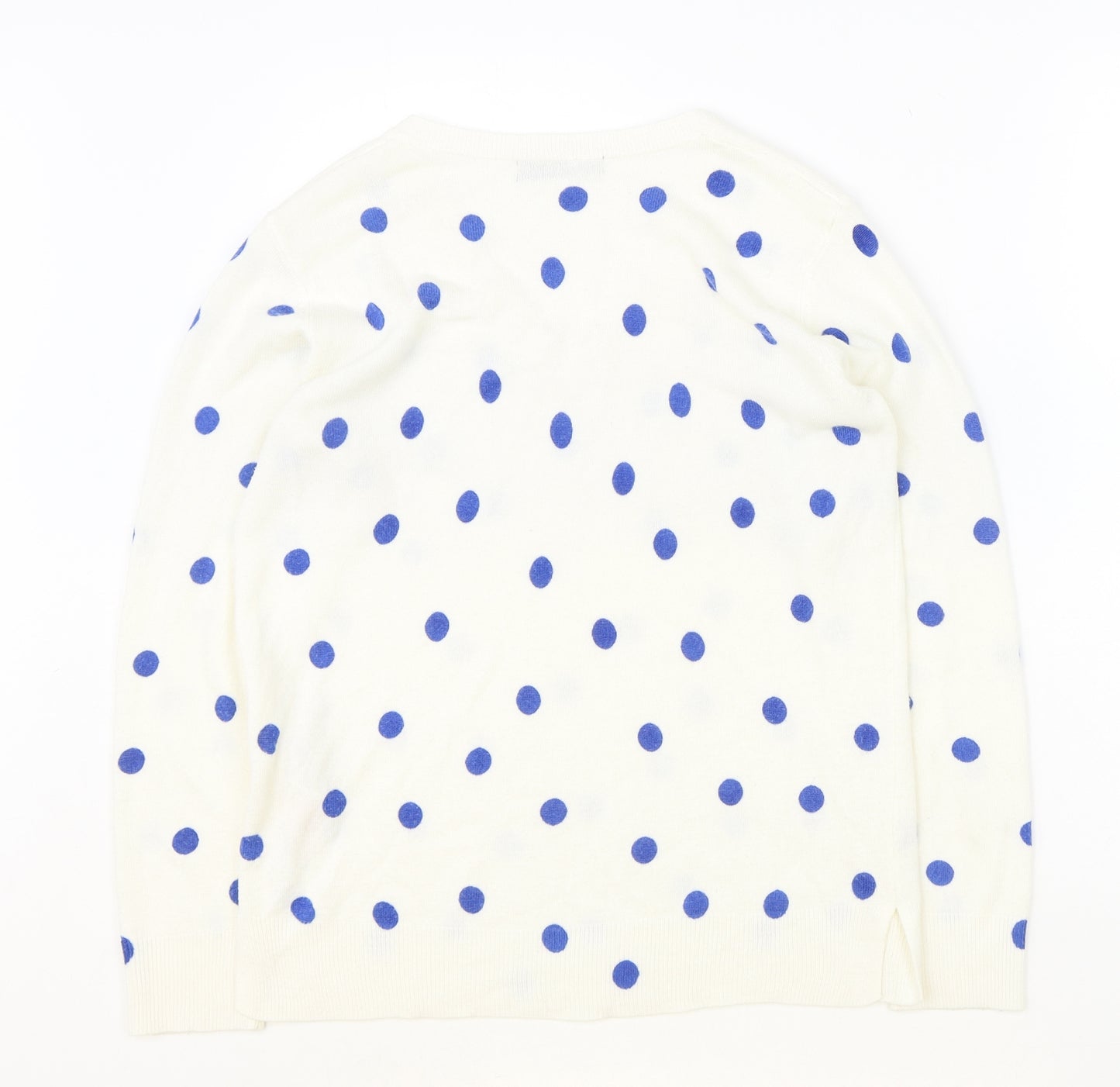 Marks and Spencer Womens Ivory V-Neck Polka Dot Acrylic Pullover Jumper Size 12