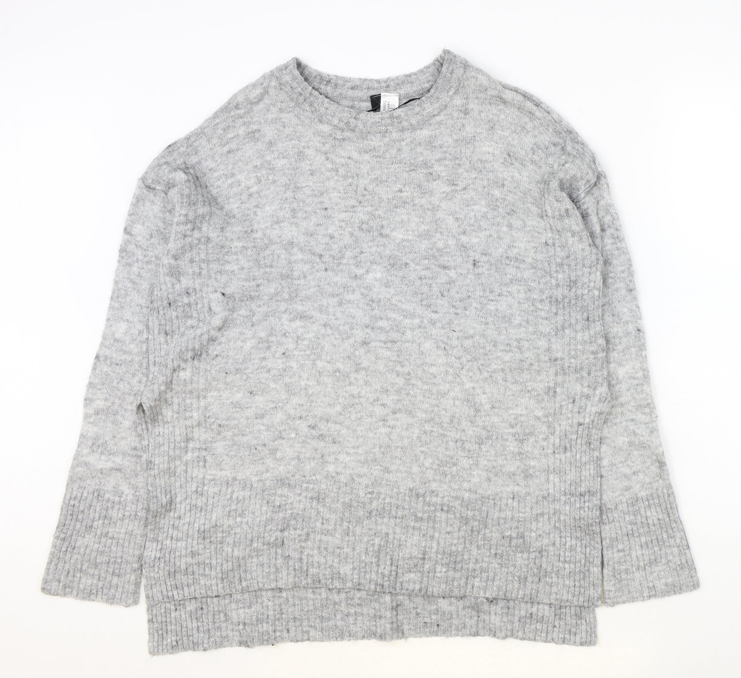Divided Womens Grey Round Neck Acrylic Pullover Jumper Size M