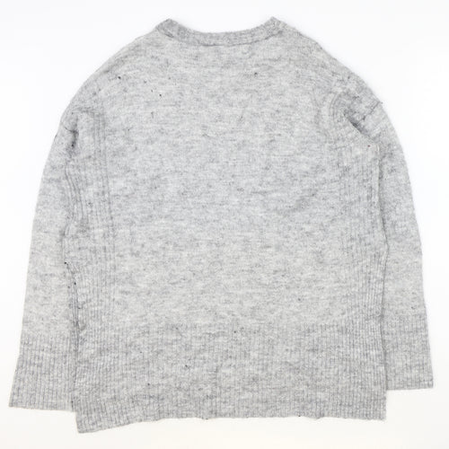 Divided Womens Grey Round Neck Acrylic Pullover Jumper Size M