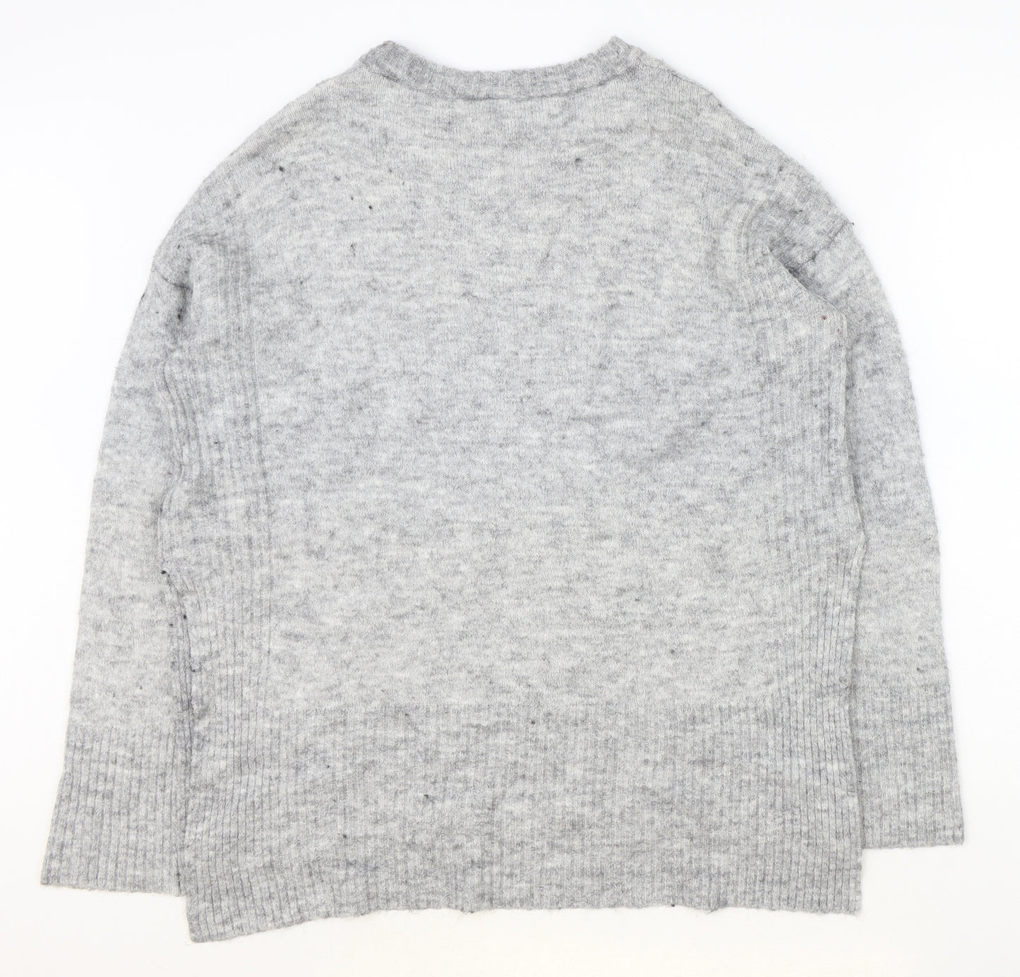 Divided Womens Grey Round Neck Acrylic Pullover Jumper Size M