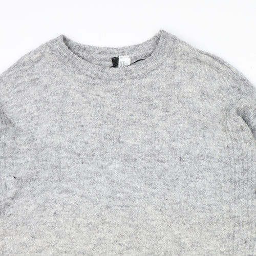 Divided Womens Grey Round Neck Acrylic Pullover Jumper Size M