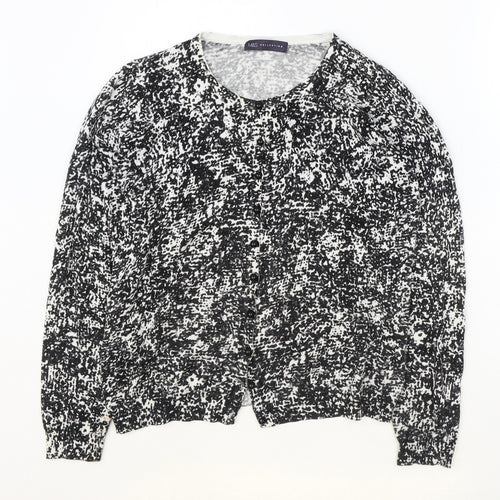 Marks and Spencer Womens Black V-Neck Geometric Viscose Cardigan Jumper Size 12