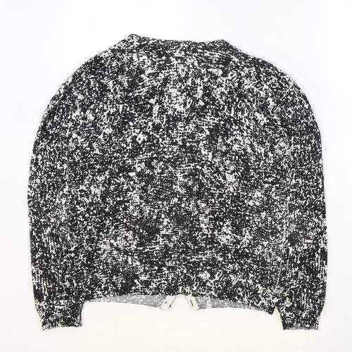 Marks and Spencer Womens Black V-Neck Geometric Viscose Cardigan Jumper Size 12