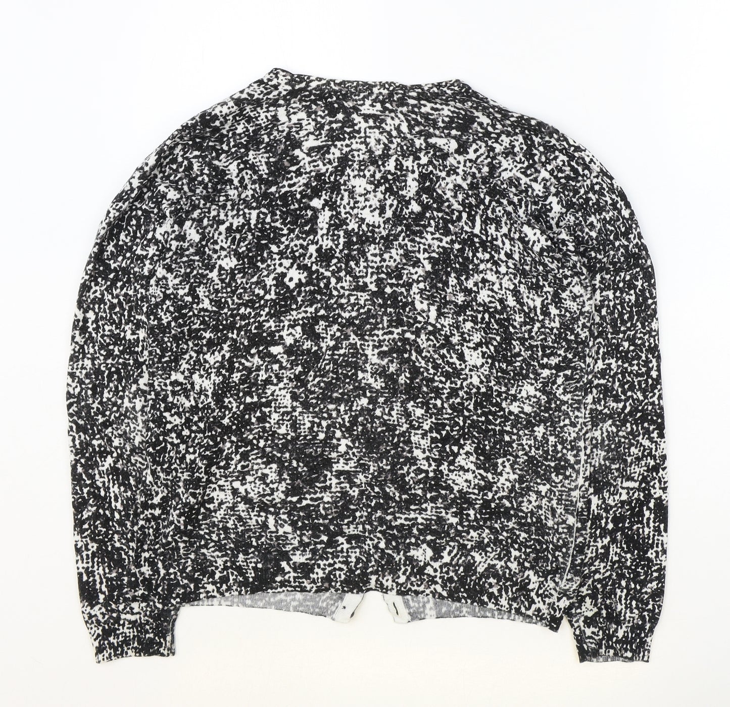 Marks and Spencer Womens Black V-Neck Geometric Viscose Cardigan Jumper Size 12