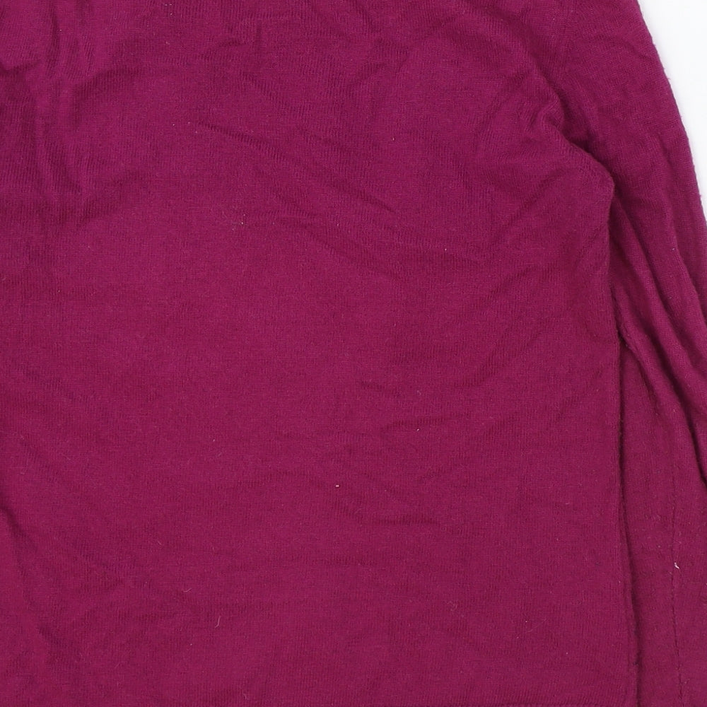 CC Womens Purple Round Neck Geometric Cotton Pullover Jumper Size S