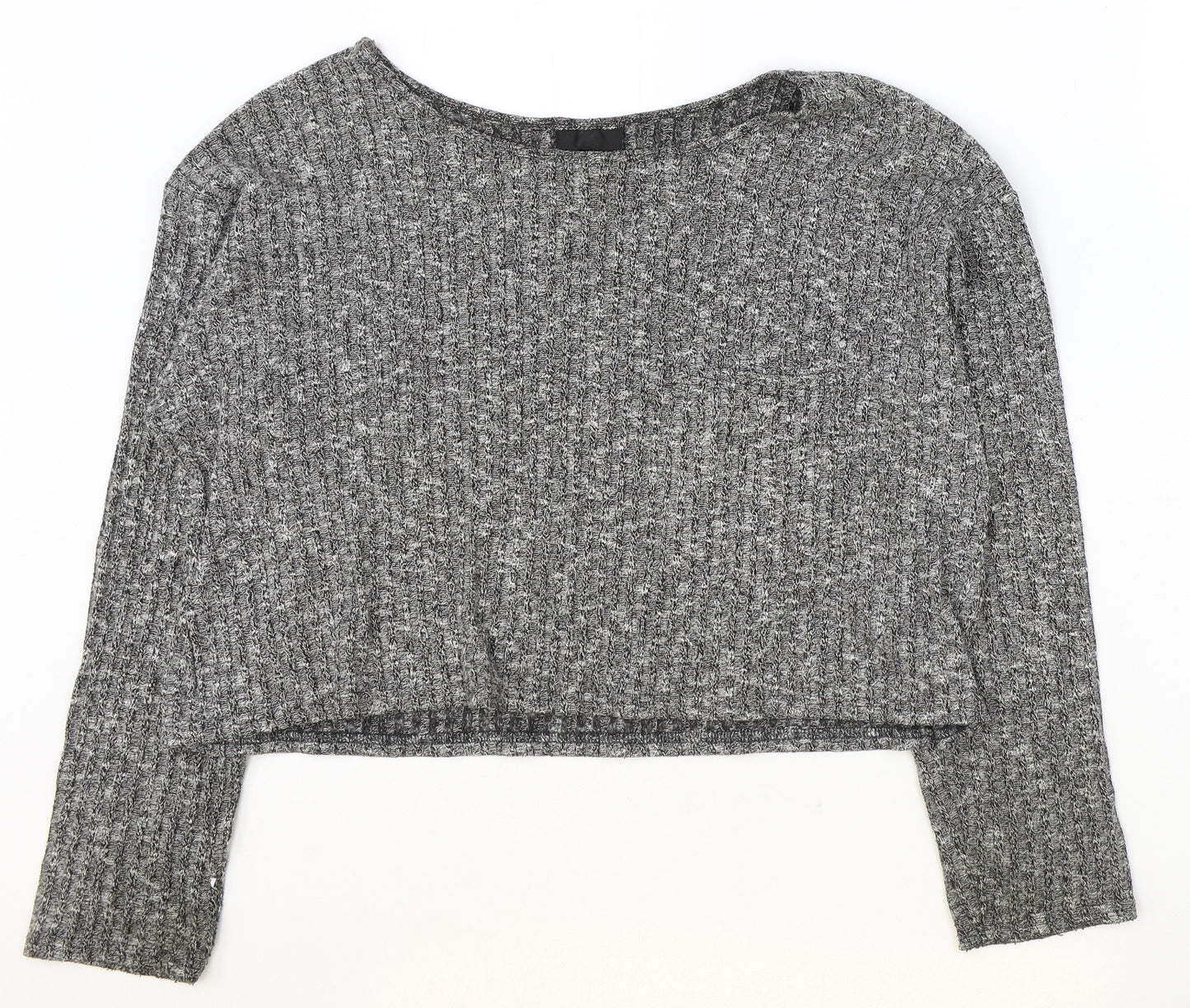 Topshop Womens Grey Round Neck Geometric Polyester Pullover Jumper Size 8