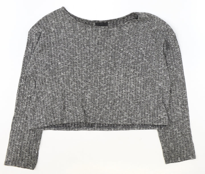 Topshop Womens Grey Round Neck Geometric Polyester Pullover Jumper Size 8