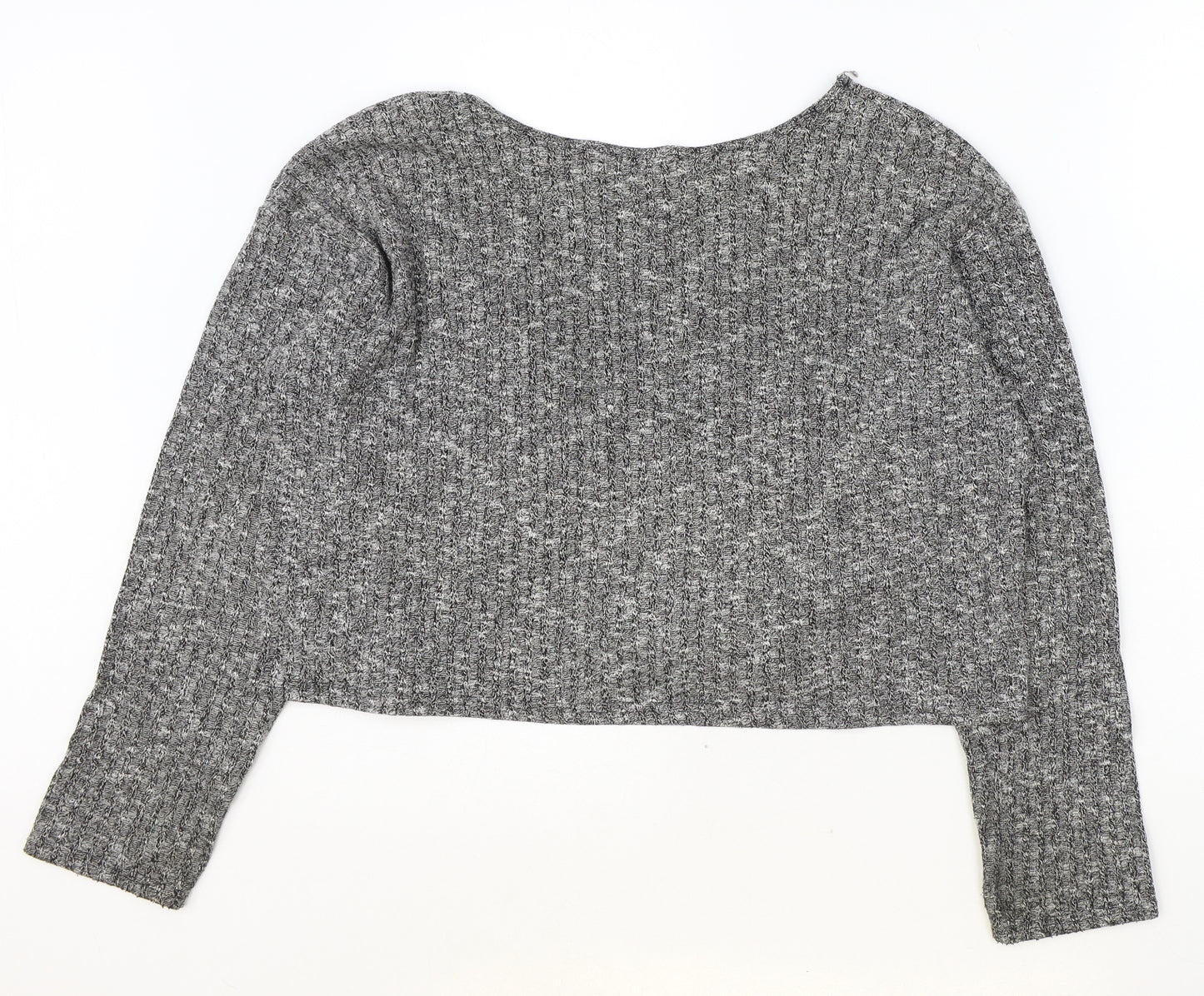 Topshop Womens Grey Round Neck Geometric Polyester Pullover Jumper Size 8