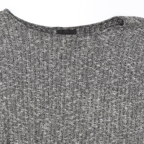 Topshop Womens Grey Round Neck Geometric Polyester Pullover Jumper Size 8