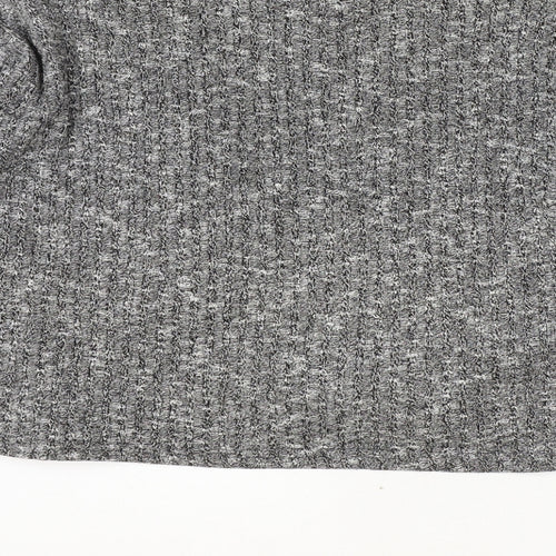 Topshop Womens Grey Round Neck Geometric Polyester Pullover Jumper Size 8