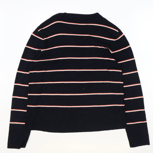 Therapy Womens Blue Striped Viscose Basic T-Shirt Size S Round Neck