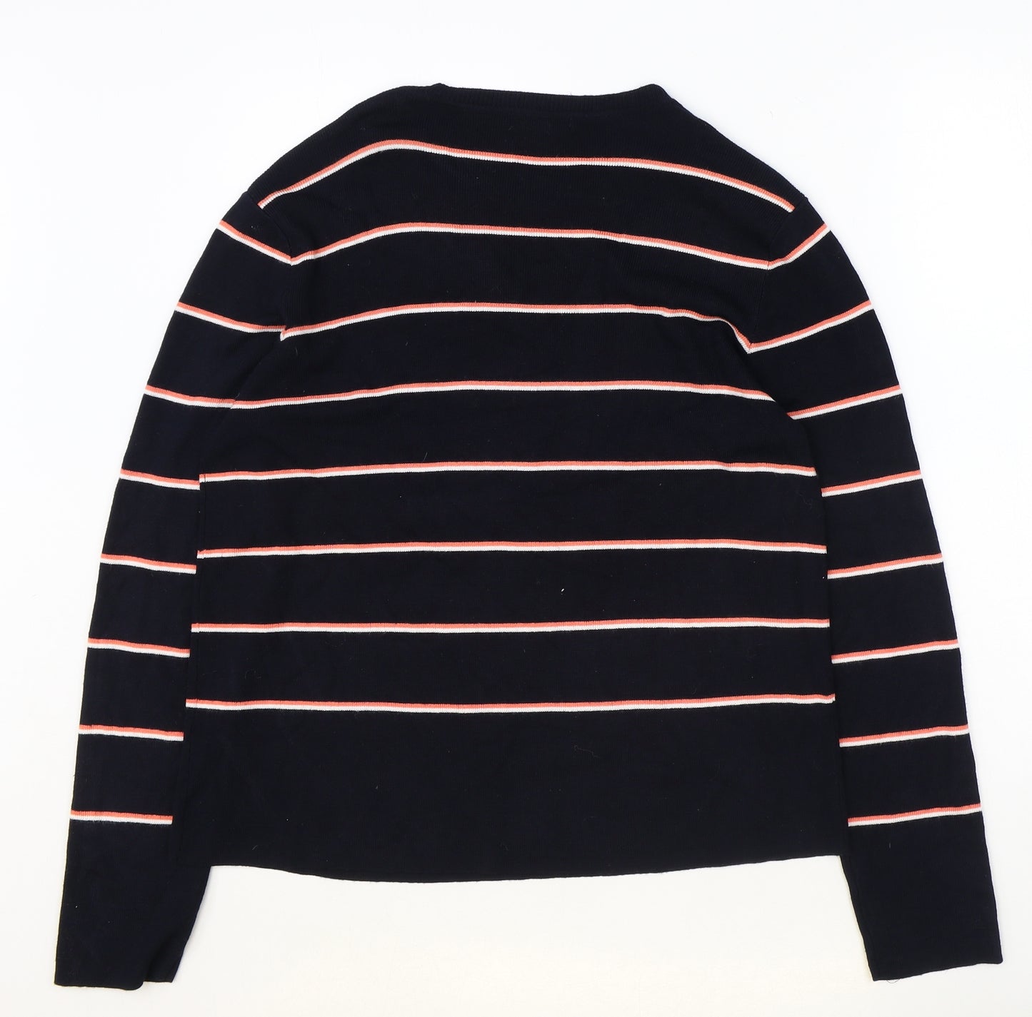 Therapy Womens Blue Striped Viscose Basic T-Shirt Size S Round Neck