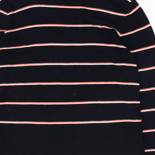 Therapy Womens Blue Striped Viscose Basic T-Shirt Size S Round Neck