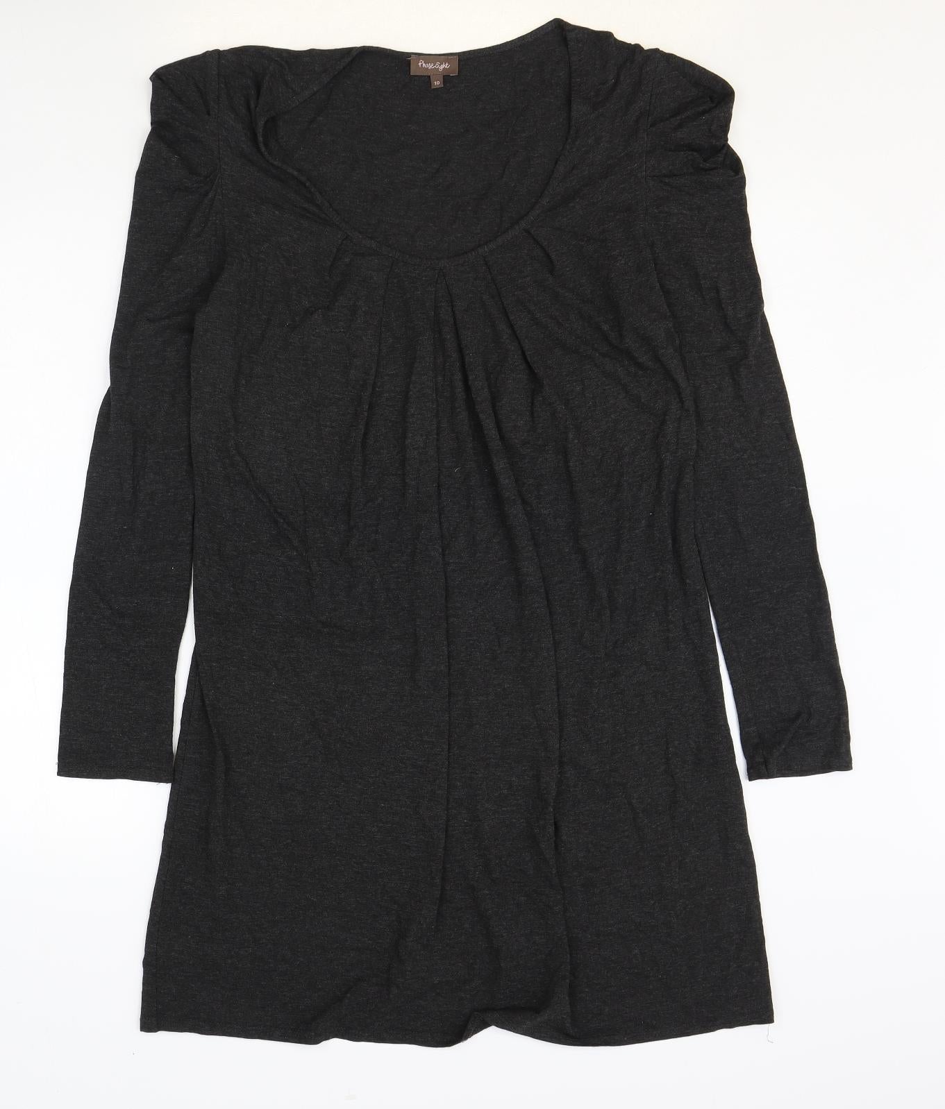 Phase Eight Womens Grey Viscose T-Shirt Dress Size 10 Scoop Neck Pullover