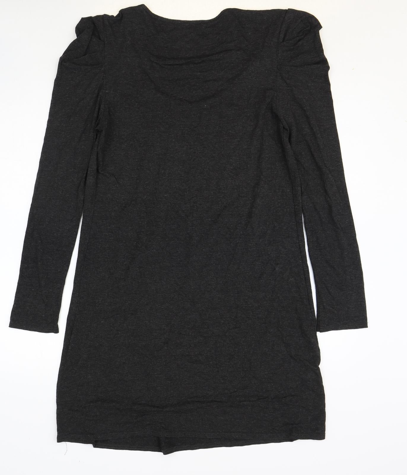 Phase Eight Womens Grey Viscose T-Shirt Dress Size 10 Scoop Neck Pullover