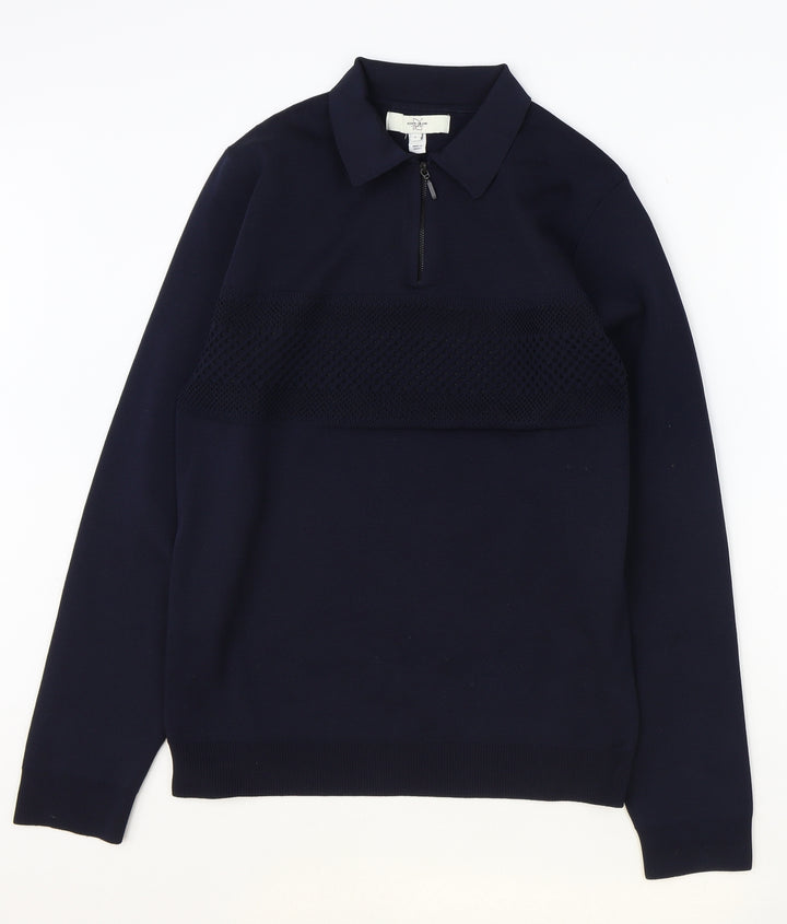 River Island Mens Blue Polyester Pullover Sweatshirt Size S