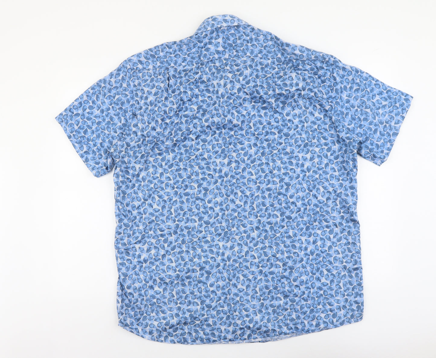 Rialto Mens Blue Geometric Cotton Button-Up Size XL Collared Button