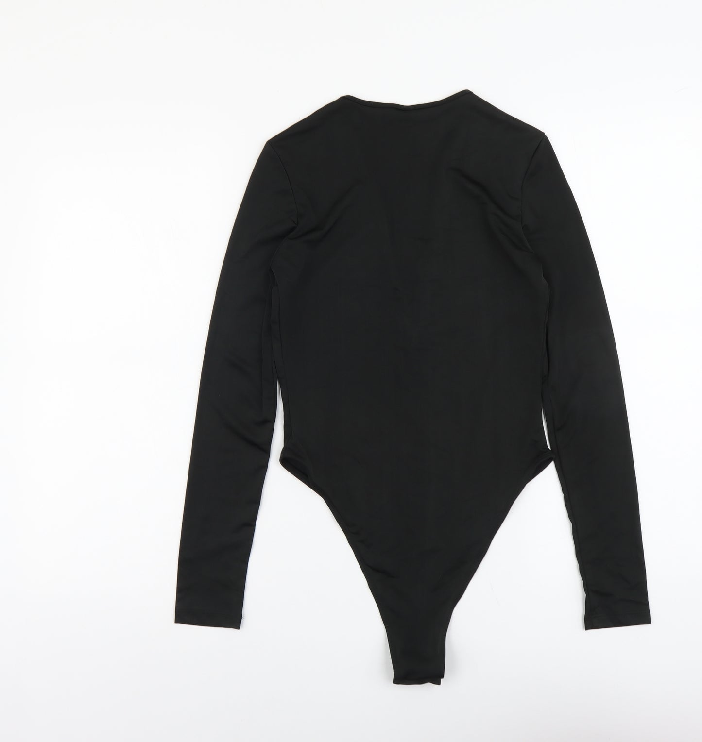 SheIn Womens Black Polyester Bodysuit One-Piece Size S Snap
