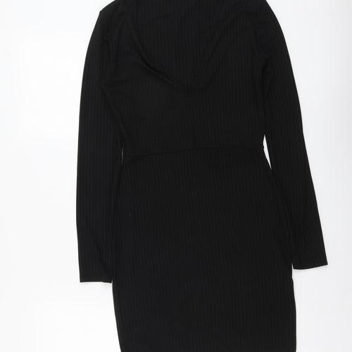PRETTYLITTLETHING Womens Black Polyester Mini Size 4 V-Neck Pullover