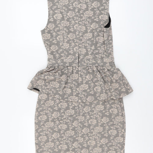 K&A Womens Pink Floral Polyester Pencil Dress Size 12 Scoop Neck Zip