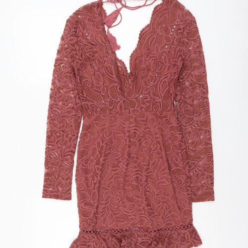 Love Triangle Womens Orange Cotton Mini Size 6 V-Neck Zip