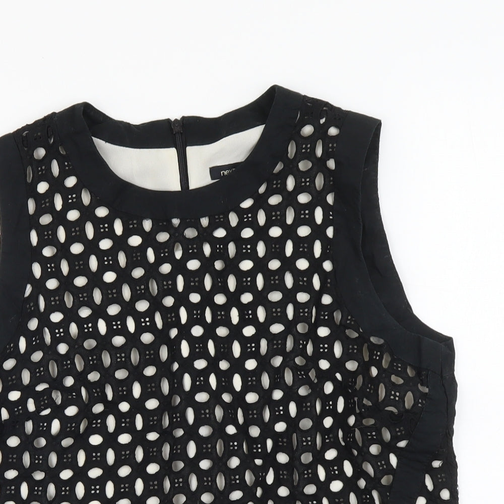 NEXT Womens Black Cotton Basic Tank Size 12 Round Neck - Laser Cut