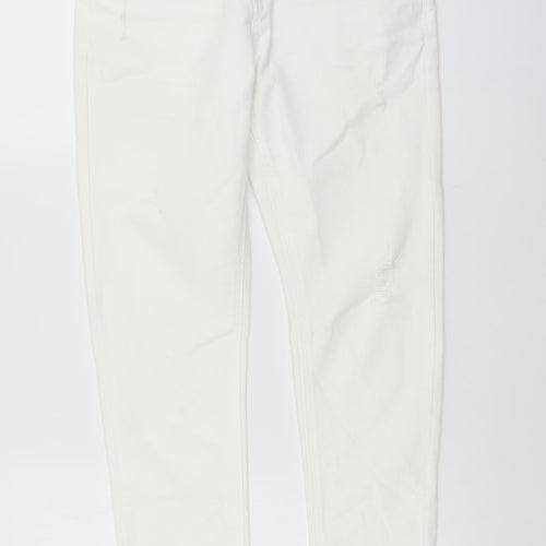 Corey Womens White Cotton Straight Jeans Size 10 L27 in Regular Button