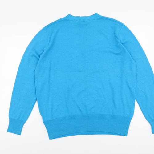 Glenmuir Mens Blue V-Neck Cotton Pullover Jumper Size XL Long Sleeve