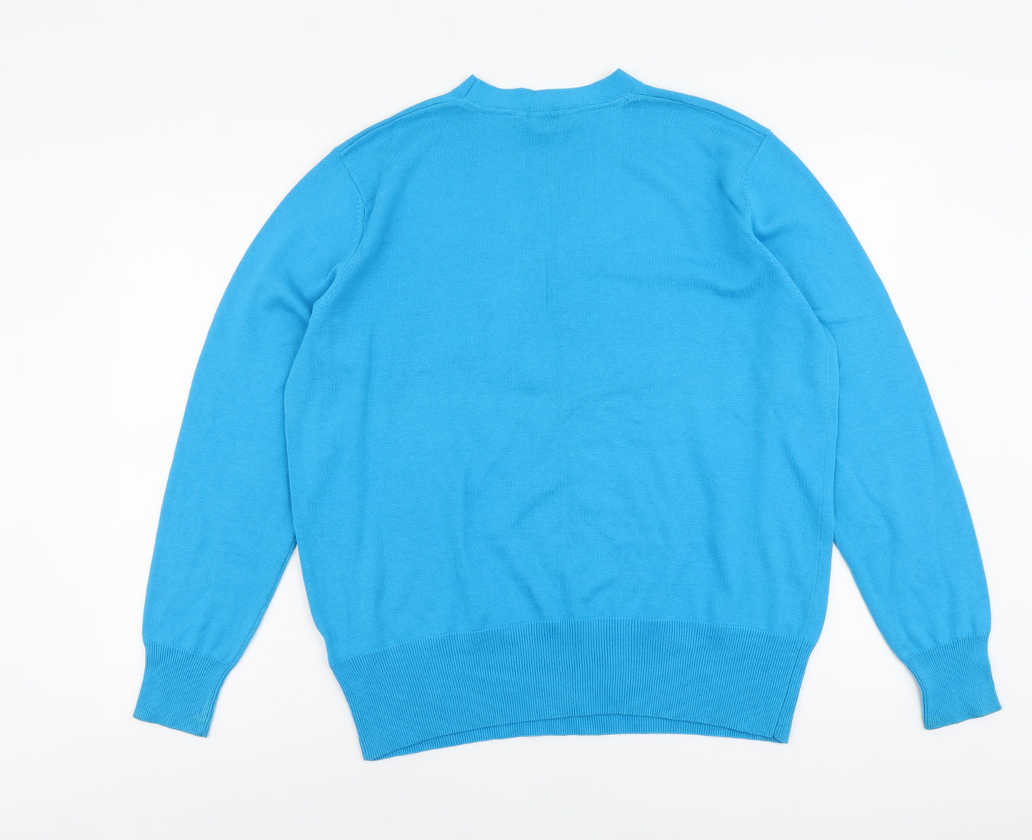 Glenmuir Mens Blue V-Neck Cotton Pullover Jumper Size XL Long Sleeve