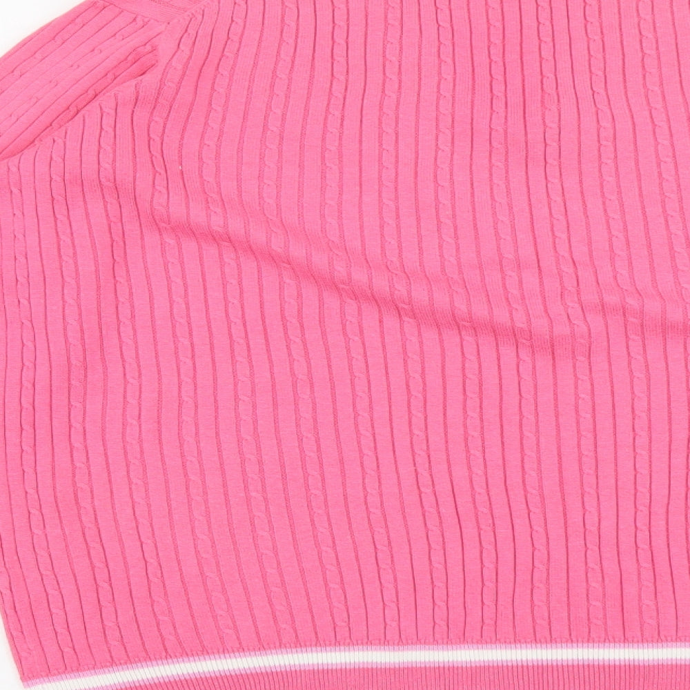 Green Lamb Womens Pink V-Neck Cotton Pullover Jumper Size 18