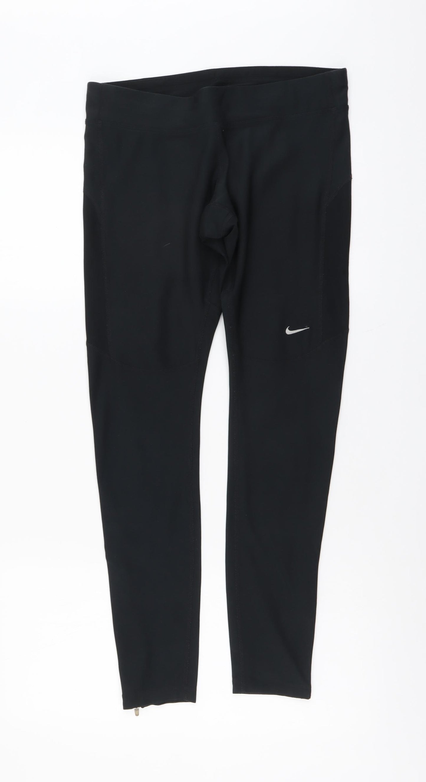 Nike Womens Black Polyester Compression Leggings Size M L28 in Regular - Ankle Zip