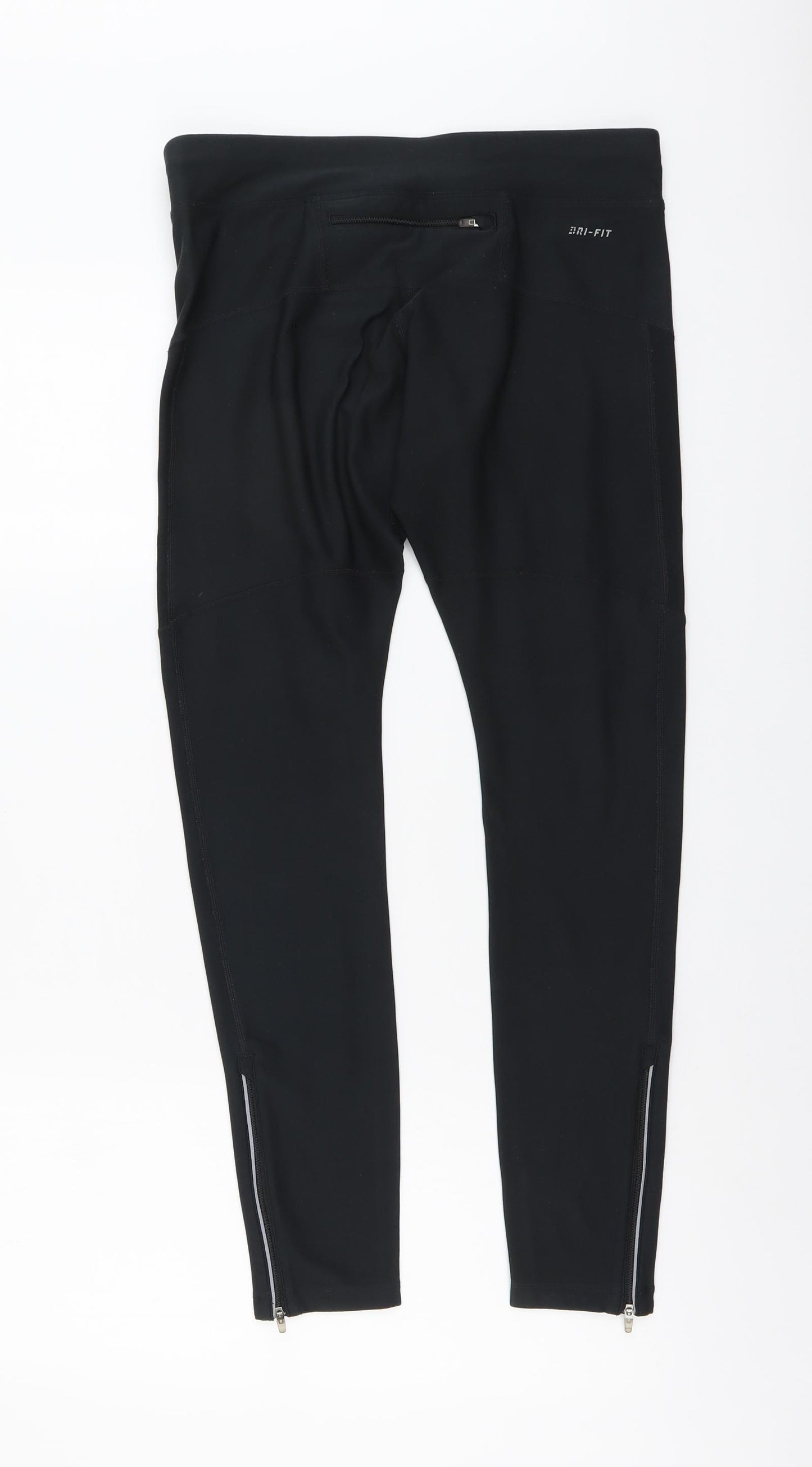 Nike Womens Black Polyester Compression Leggings Size M L28 in Regular - Ankle Zip