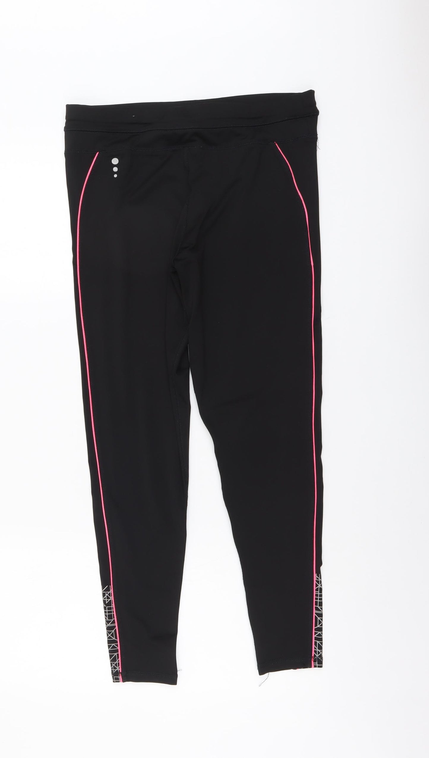 TU Womens Black Polyester Compression Leggings Size M L26 in Regular - Side Pattern Detail