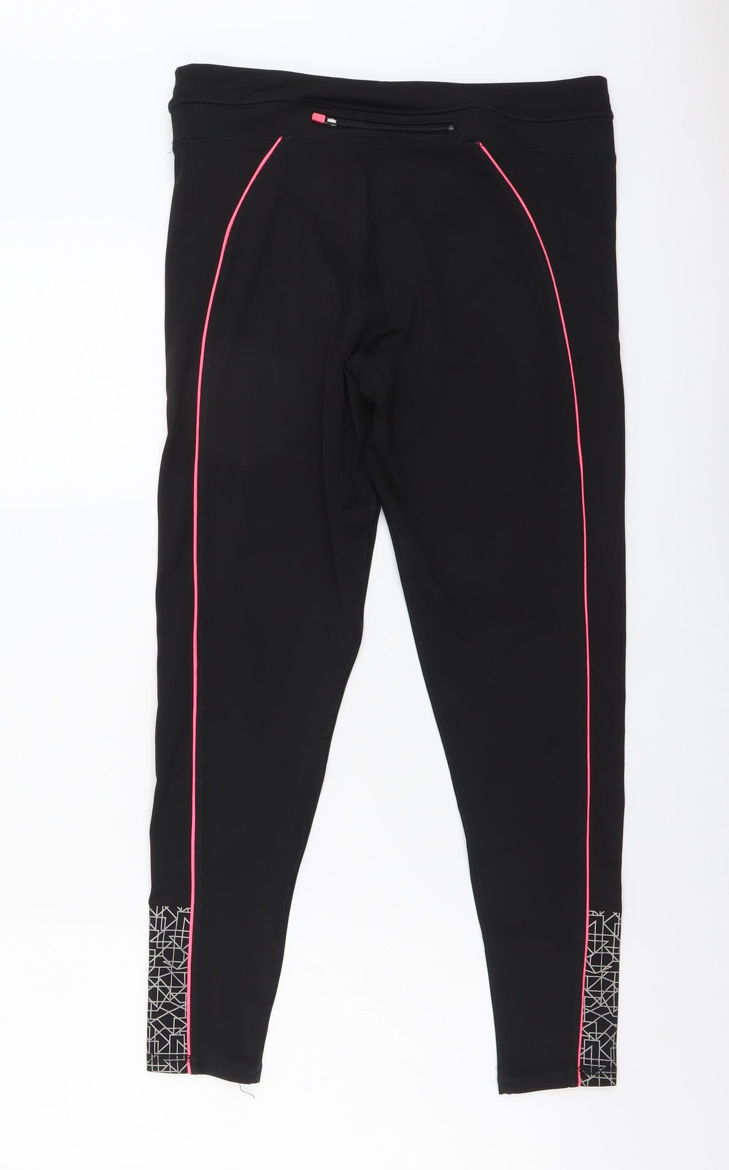 TU Womens Black Polyester Compression Leggings Size M L26 in Regular - Side Pattern Detail