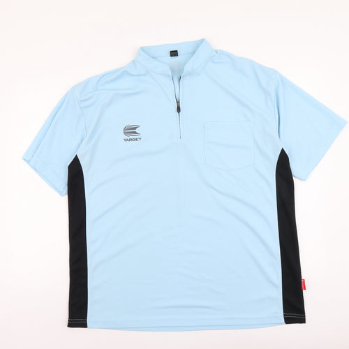 Target Mens Blue Polyester Basic T-Shirt Size 2XL Round Neck Zip - Darts