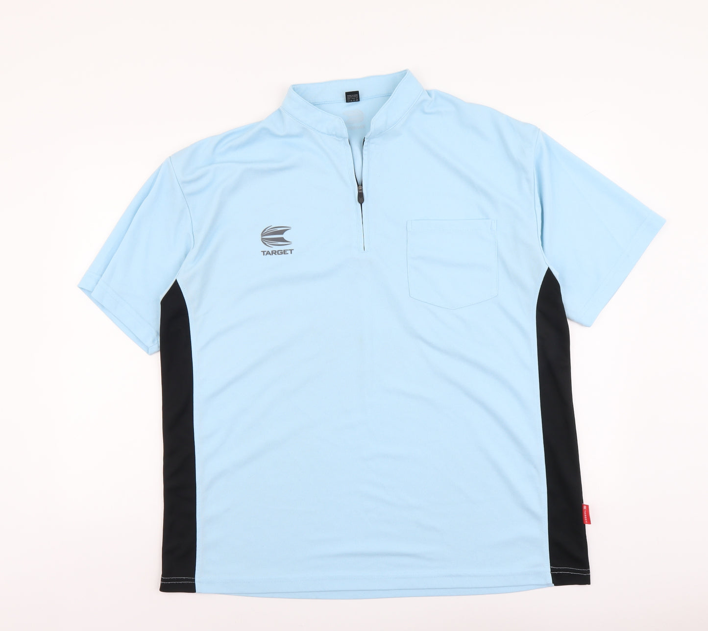 Target Mens Blue Polyester Basic T-Shirt Size 2XL Round Neck Zip - Darts