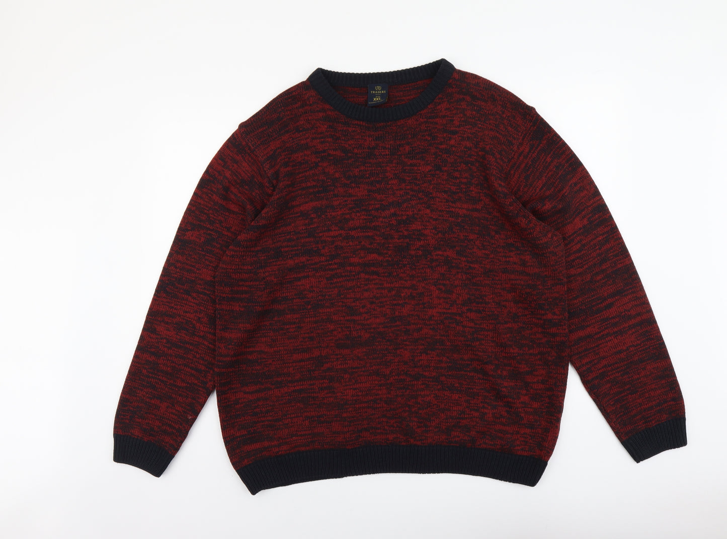 Traders Mens Red Round Neck Acrylic Pullover Jumper Size 2XL Long Sleeve