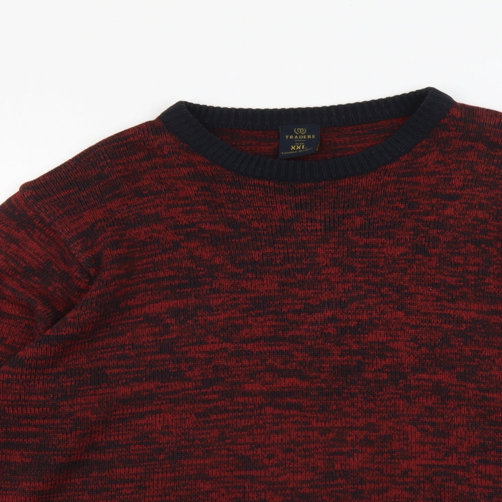 Traders Mens Red Round Neck Acrylic Pullover Jumper Size 2XL Long Sleeve