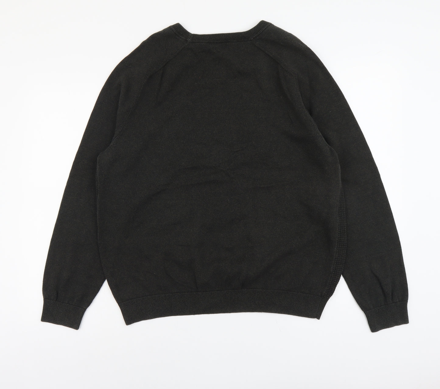 George Mens Green Round Neck Cotton Pullover Jumper Size XL Long Sleeve