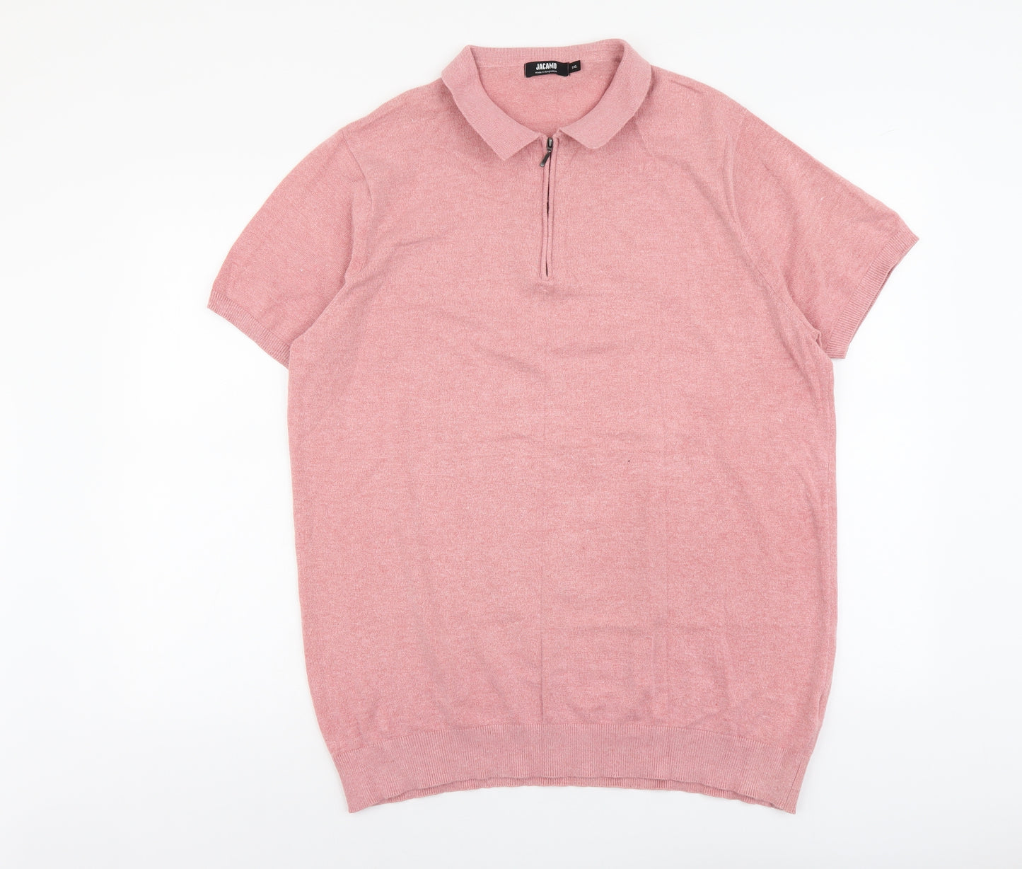Jacamo Mens Pink Viscose Polo Size XL Collared Zip