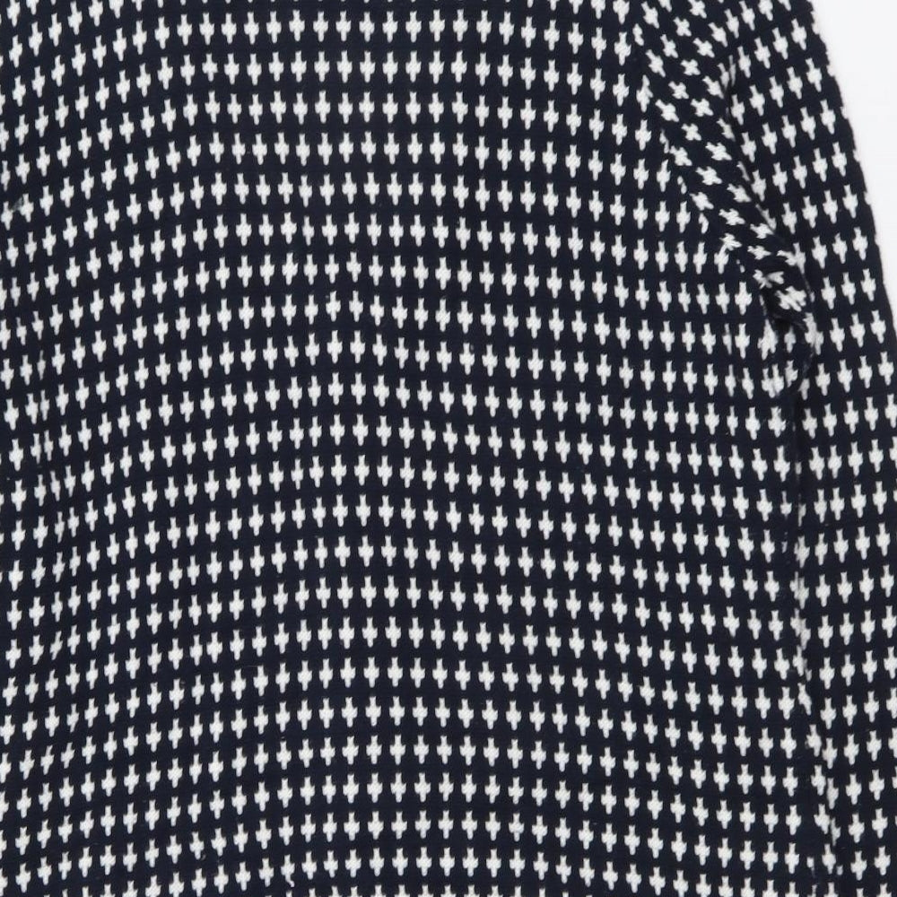 TU Womens Blue V-Neck Geometric Acrylic Cardigan Jumper Size 18