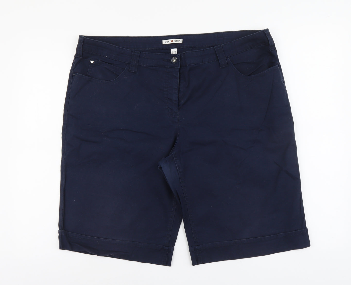 Punt Roma Womens Blue Cotton Chino Shorts Size 20 L12 in Regular Button